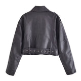 Ornament Motorcycle Leather Coat Black Leather Jacket Coat