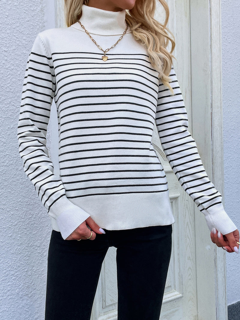 Striped Turtleneck Knitwear Sweater