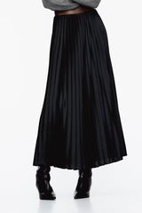 Women Elegant Slightly Mature Silk Satin Pleated Skirt