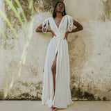 Spring Women Rope Strapless Sexy Halter Loose Vacation Beach Dress Women