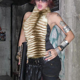 Elegant Faux Fur Sleeveless Short Top