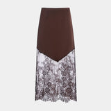 Lace Stitching High Waist Long Skirt