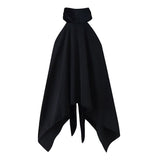 Street Stitching Scarf Collar Halter Top