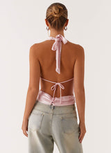 Sequined Halter Backless Lace up Sling Vest