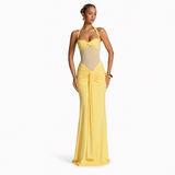 Tube Top off Neck Mesh Stitching Halter Tied Dress