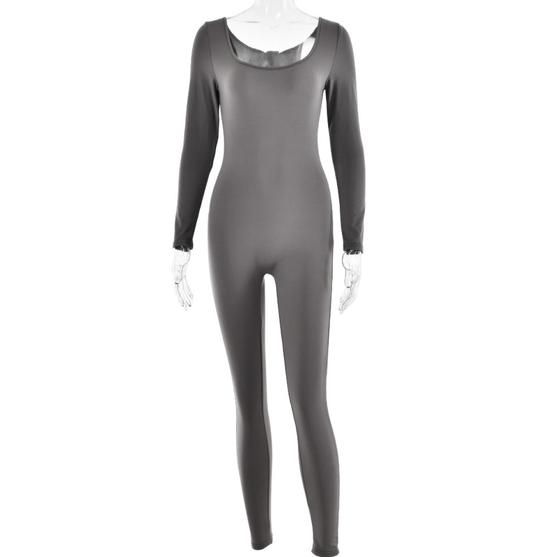 Long Sleeve Tights U Collar Jumpsuit