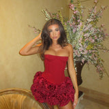 Boning Corset Tube Top Exquisite Floral Skirt Set
