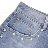 Heavy Industry Metal Rivet White Pearl Straight Leg Denim