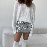 High Waist Sequined Slimming Skirt Slim Hip
