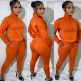 Fleece Lined  Zipper Casual Exercise Suit