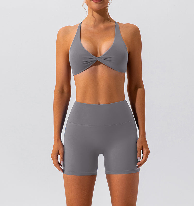 Nude Feel Yoga  Shorts Two Piece Set