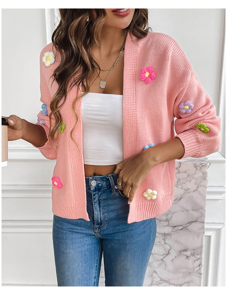 Floral Sweet Knitted Cardigan Sweater