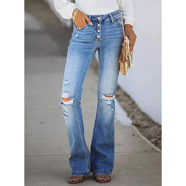 Micro Pull Washed Damen Jeans