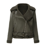 Women Suede Fabric  Leather  Jacket