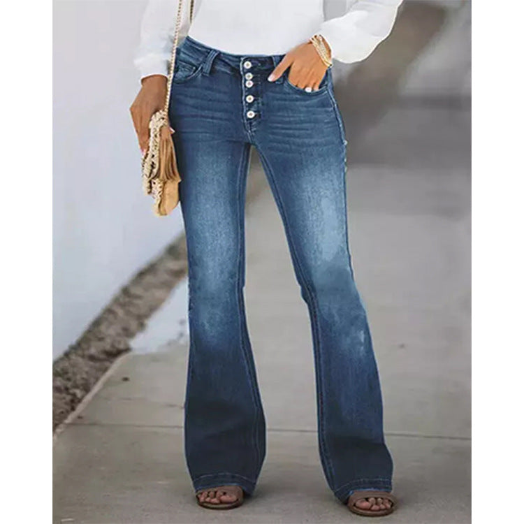 Micro Pull Washed Damen Jeans