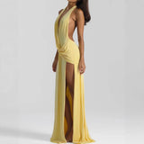 Lace up Backless Streamers Maxi Dress