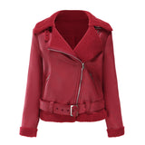 Women Suede Fabric  Leather  Jacket