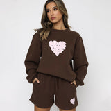 Peach Heart Long-Sleeve Sweater Set