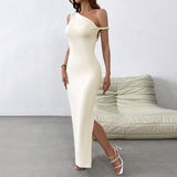 Socialite Dress One Shoulder Cold Shoulder Maxi Dress