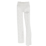 High Waist Stitching Straight Leg Pants