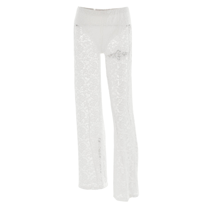 High Waist Stitching Straight Leg Pants