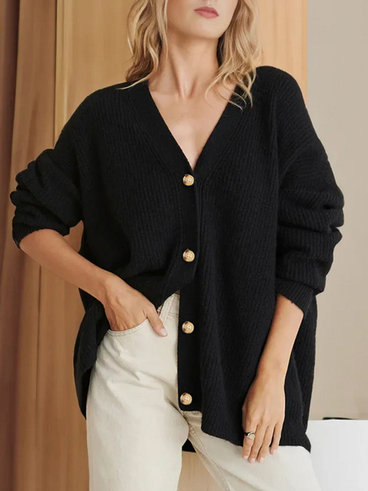 Popular Solid Color Cardigan Sweater Coat