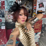 Elegant Faux Fur Sleeveless Short Top