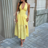 Sexy Vacation Halter Dress Spring