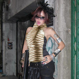 Elegant Faux Fur Sleeveless Short Top