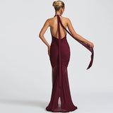 V neck Halter Backless Dress