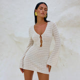 Beach Dress Women Solid Color Sexy Hip Knitwear Beach Bikini Swimsuit Blouse Sun Protective Clothing
