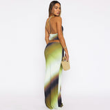 Backless Holiday Casual Slim Fit Maxi Skirt Two Piece Sets