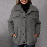 Loose Casual Polo Collar Plush Jacket