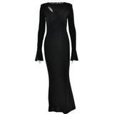 Long Sleeve Narrow Slim Fit Maxi Dress