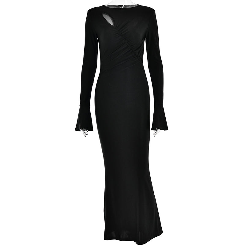 Long Sleeve Narrow Slim Fit Maxi Dress