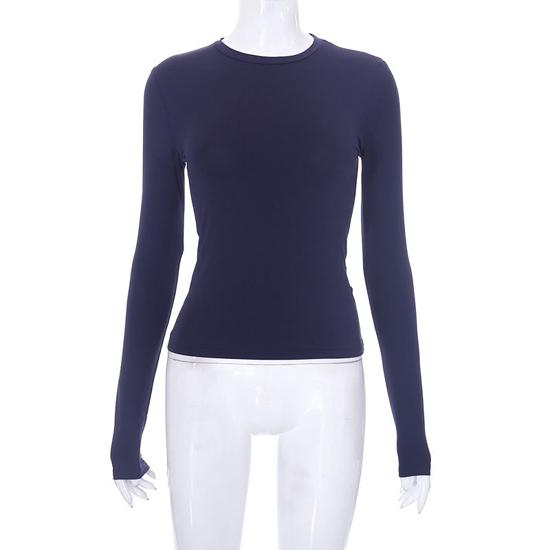 Round Neck Long Sleeve Basic Top