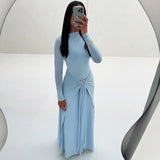 Decorative Buckle Solid Narrow Tight Strap Dress