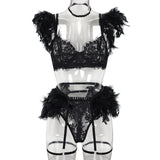 Women Feather Lace Sexy  Underwear