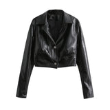 Crocodile Pattern  High Waist Leather Jacket