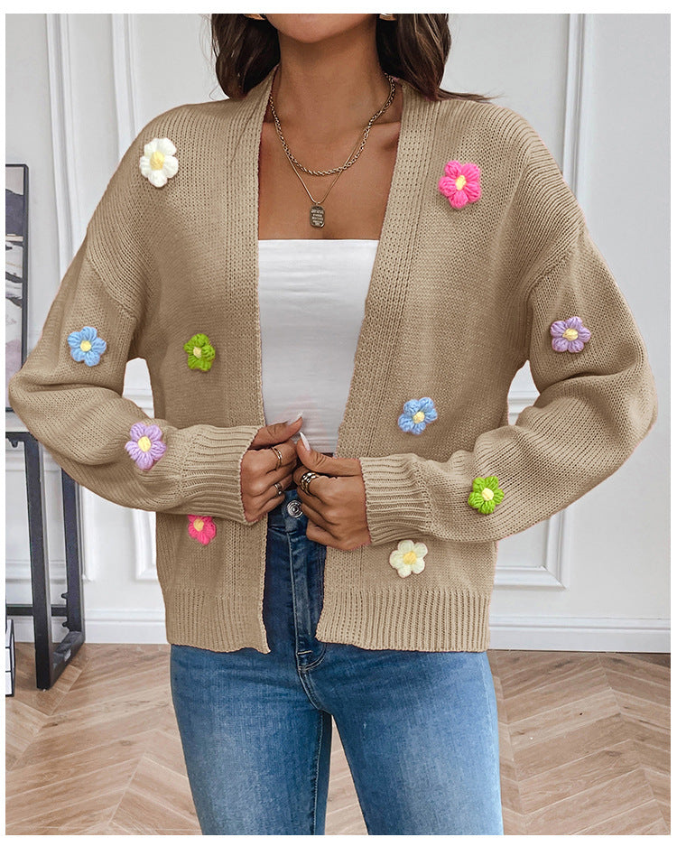 Floral Sweet Knitted Cardigan Sweater