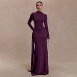 Pinch Pleated Elegant Maxi Dress