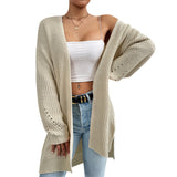 Mid Length V Neck Solid Color Sweaters