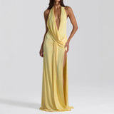 Lace up Backless Streamers Maxi Dress