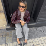 Collared Zipper Solid Coat