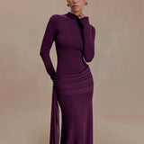 Pinch Pleated Elegant Maxi Dress