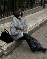 Faux Fur Coat Silver Fox Color Environmental Fur