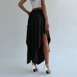 Women Clothing Elegant Intellectual Skirt Spring Summer Irregular Asymmetric Skirt Mid Length Skirt
