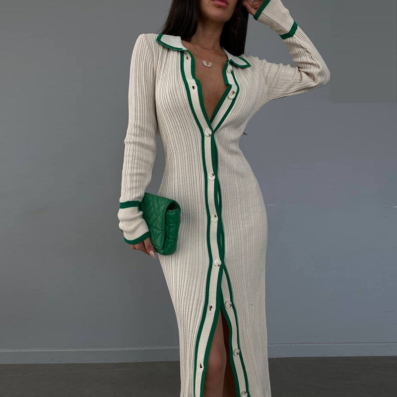 Women Long Sleeved Cardigan Dress