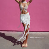 Bohemian Pleated Ruffles Irregular Asymmetric Skirt