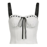 Spring Summer Jacquard Lace up Tube Top Sexy Street Waist Single Breasted Sexy Vest - Angelique